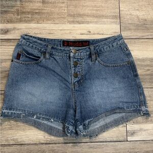 Mudd Y2K Button Fly Blue Denim Cut off Mini Shorts size 7